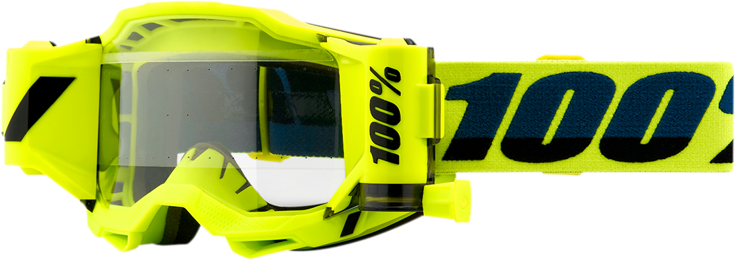 Bill's Exhausts Accuri 2 Forecast Goggles in fluo yellow with clear lenses, designed for optimal eye protection and visibility.