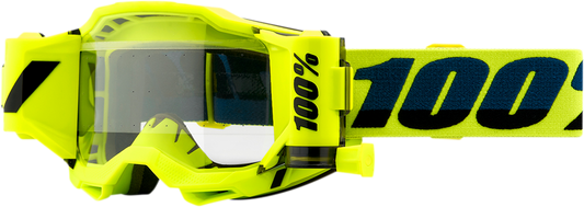 Bill's Exhausts Accuri 2 Forecast Goggles in fluo yellow with clear lenses, designed for optimal eye protection and visibility.