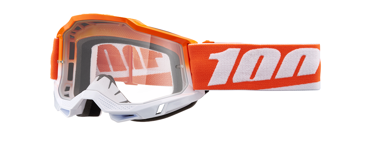 Bill's Exhausts 100% Accuri 2 Goggles in clear lens, matte finish, designed for protective eyewear with a comfortable fit.