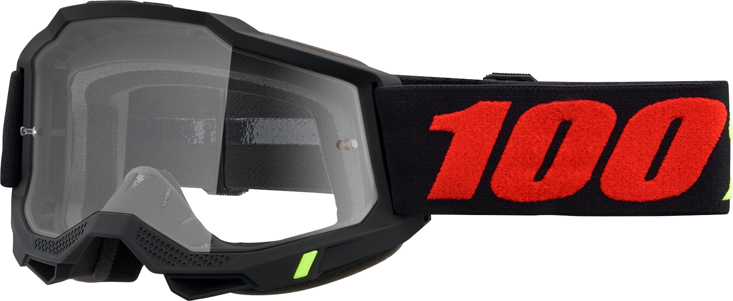 Bill's Exhausts Accuri 2 Goggles in clear lens with black frame, designed for eye protection and comfort.