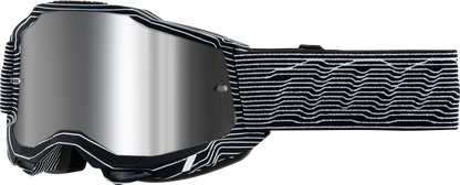 Bill's Exhausts 100% Accuri 2 Goggles Silo with Silver Flash Mirror lens, sporty protective eyewear for outdoor activities.