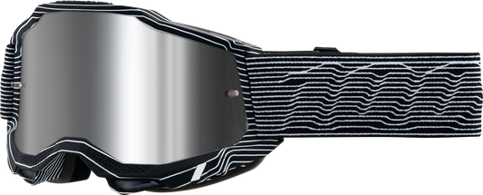 Bill's Exhausts 100% Accuri 2 Goggles Silo with Silver Flash Mirror lens, sporty protective eyewear for outdoor activities.