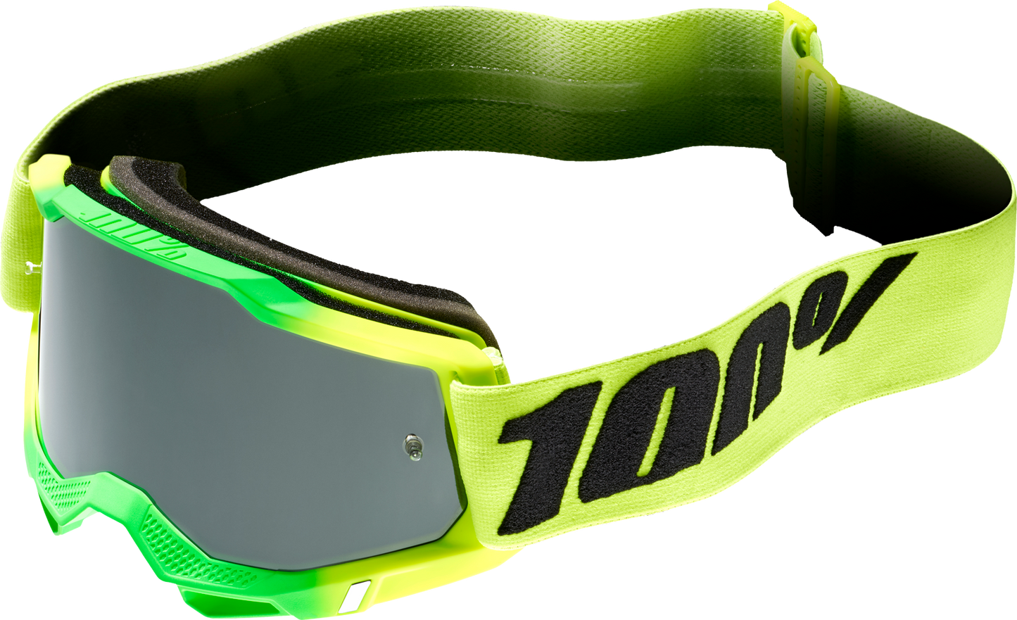 Bill's Exhausts 100% Accuri 2 Goggles Travis Silver Mirror with tinted lenses and adjustable strap for motocross riding.