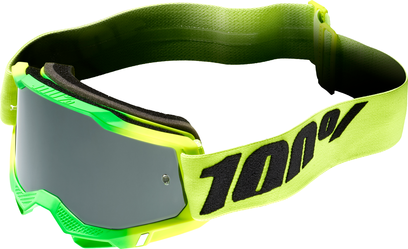Bill's Exhausts 100% Accuri 2 Goggles Travis Silver Mirror with tinted lenses and adjustable strap for motocross riding.