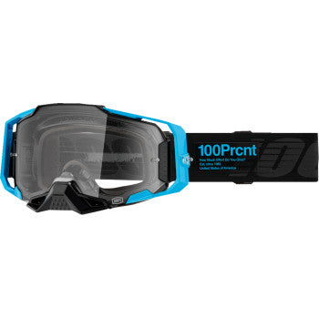 Bill's Exhausts 100% Armega Goggle Barely 2 in clear, protective goggles with adjustable strap for eye safety.