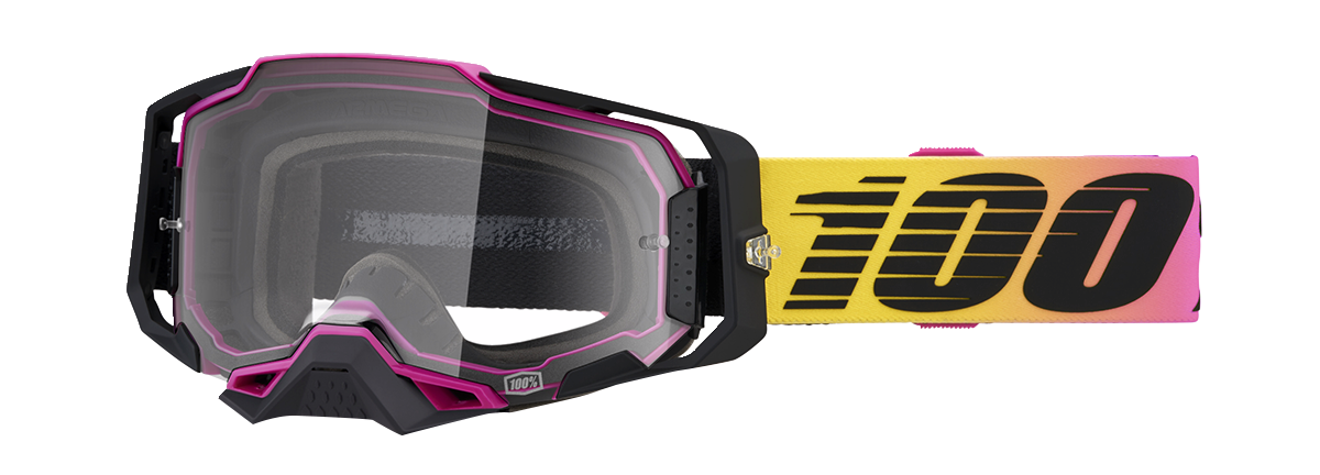 Bill's Exhausts 100% Armega Goggles in clear lens, model 91, designed for eye protection with a sleek, lightweight frame.