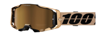 Bill's Exhausts 100% Armega goggles with bronze frame and HiPER bronze mirror lenses, designed for protective eye gear.
