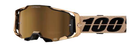 Bill's Exhausts 100% Armega goggles with bronze frame and HiPER bronze mirror lenses, designed for protective eye gear.
