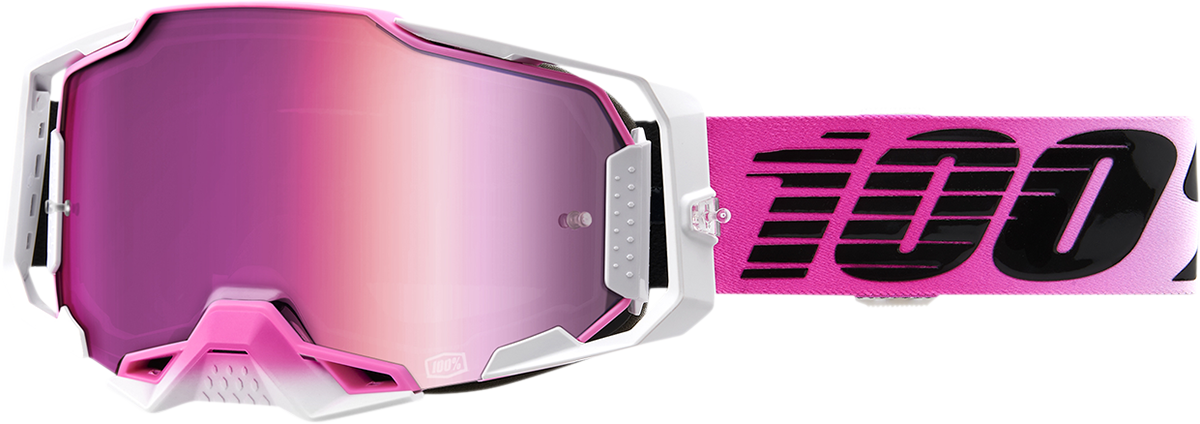 Bill's Exhausts 100% Armega Goggles Harmony Red Mirror, protective goggles with reflective red lenses for outdoor activities.
