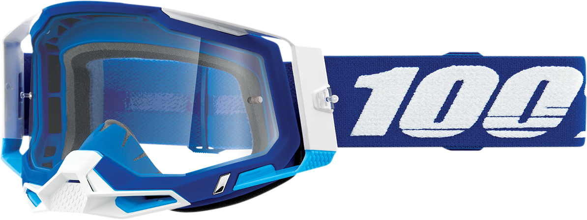 100% Racecraft 2 Goggles - Blue - Clear 50009-00002 - Howling Moto