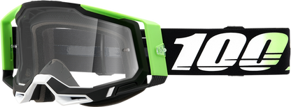 Bill's Exhausts 100% Racecraft 2 goggles in Kalkuta silver mirror with adjustable strap and vented design for racing and riding.