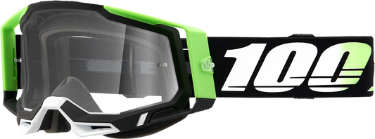 Bill's Exhausts 100% Racecraft 2 goggles in Kalkuta silver mirror with adjustable strap and vented design for racing and riding.