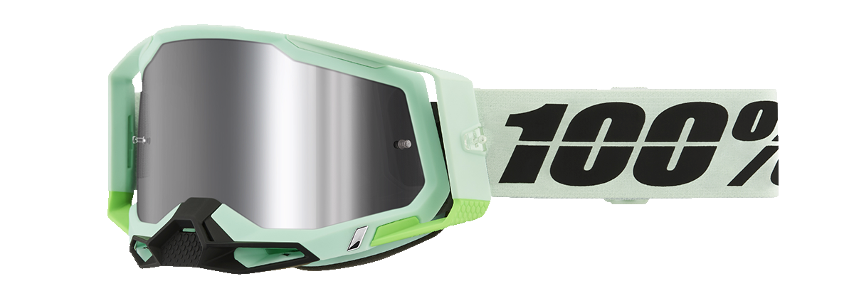 Bill's Exhausts Racecraft 2 Goggles with Palomar Silver Flash Mirror lens, featuring a sleek design for racing or outdoor activities.