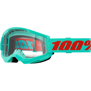 Bill's Exhausts 100% Strata 2 Goggle in Maupiti clear lens, featuring durable frame and comfortable fit for motocross or outdoor sports.