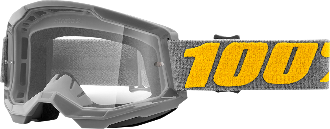 Izipizi 100% Strata 2 Goggles in clear lens, designed by Bill's Exhausts, featuring comfortable straps and protective eyewear.