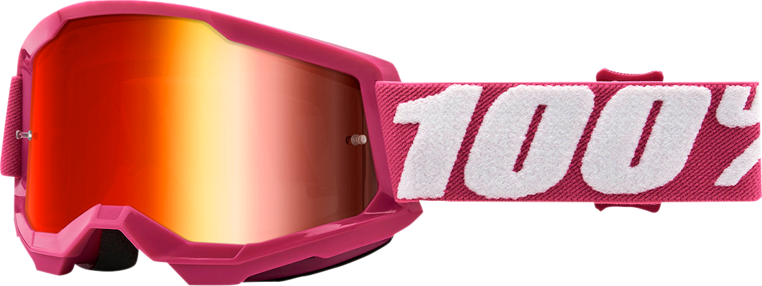 Bill's Exhausts Youth Strata 2 Goggles in red mirror finish with adjustable strap and clear lens for outdoor activities.