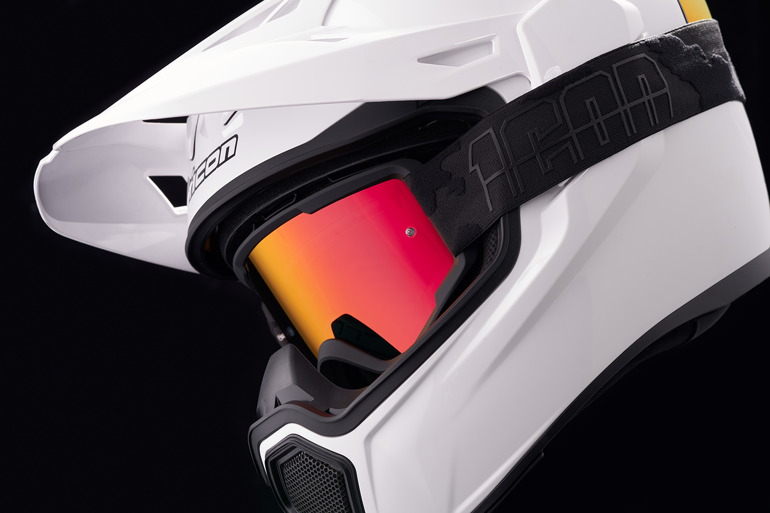 Black ICON Airflite Goggles by Bill's Exhausts, featuring a sleek design and adjustable strap for motorcycle riding.