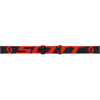 Scott LCG EVO Snow Goggles in red and blue with adjustable strap and clear lenses, designed for winter sports.