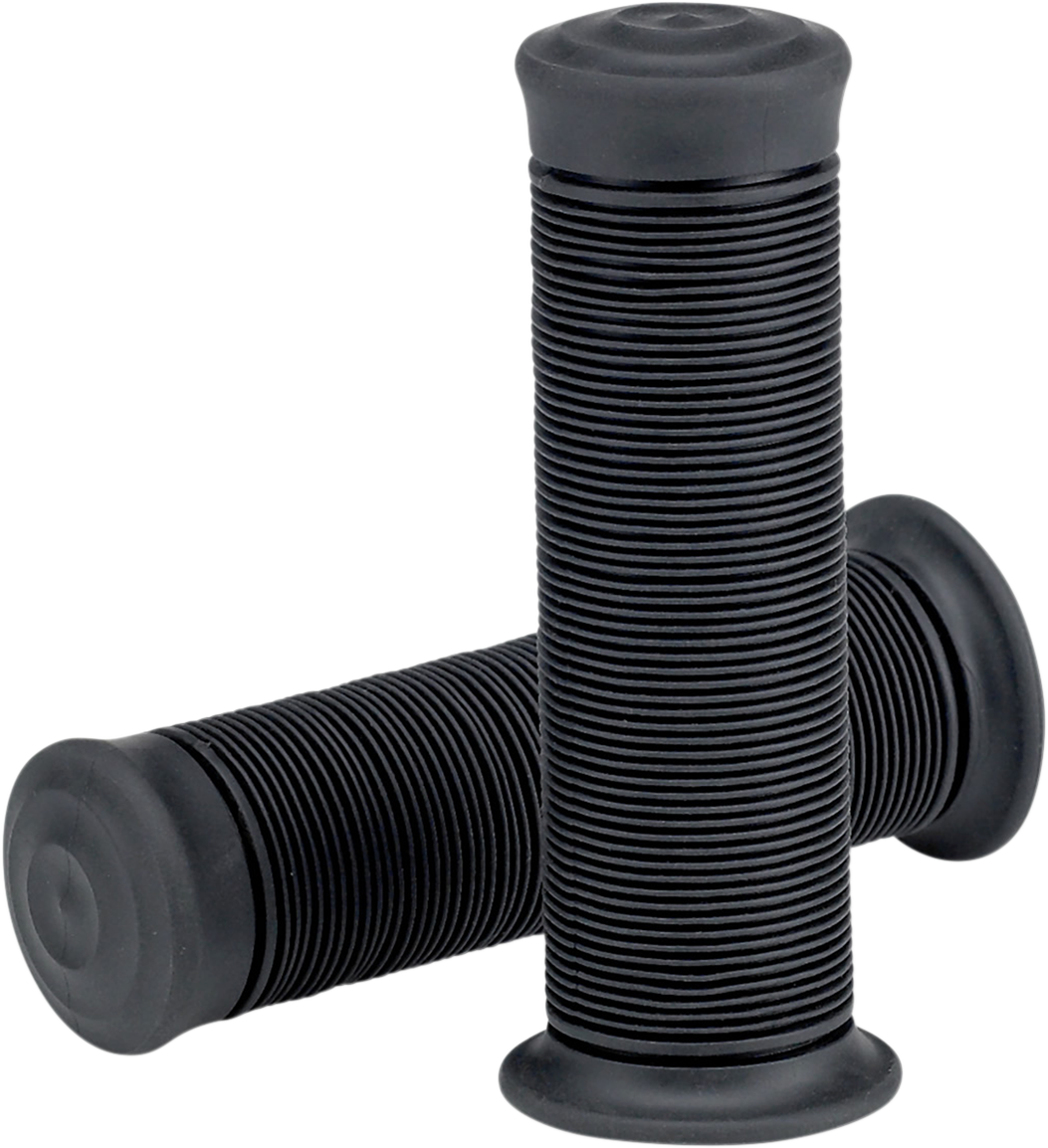 Black BILTWELL Kung Fu 1-inch grips for motorcycles, featuring textured rubber for secure grip and stylish black finish.