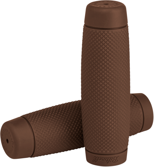 Biltwell Recoil motorcycle grips in 7/8 inch size, chocolate color, designed for custom handlebars, featuring ergonomic design.