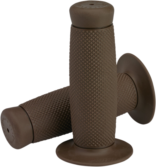 BILTWELL Renegade 1-inch motorcycle grips in chocolate color, made for bikes, featuring textured rubber for better grip.