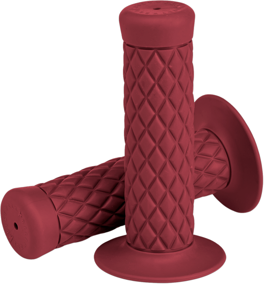 BILTWELL Thruster motorcycle grips in 7/8 inch Oxblood color, designed for custom bike handlebars, by Bill's Exhausts.