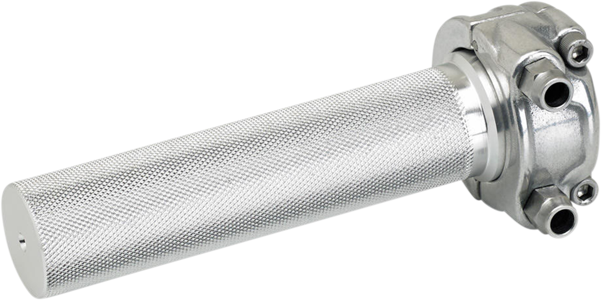 Bill's Exhausts BILTWELL dual cable throttle grip in whiskey finish, polished metal with textured grip surface for motorcycle control.