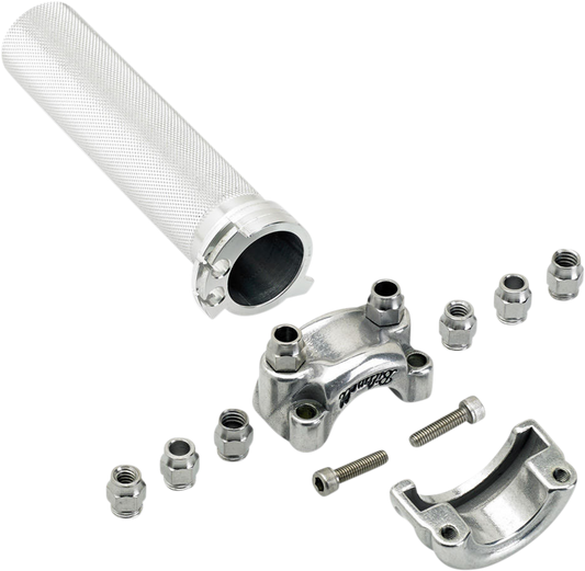 Polished BILTWELL dual cable throttle grips in whiskey finish, designed for motorcycle handlebar control.