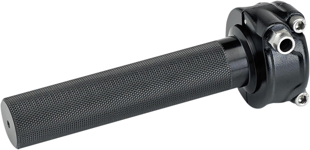 Black BILTWELL Whiskey throttle grip for 7/8" handlebars, designed for motorcycles, with textured surface and brand logo.
