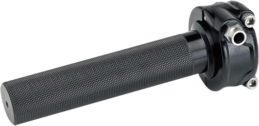 Black BILTWELL Whiskey throttle grip for 7/8" handlebars, designed for motorcycles, with textured surface and brand logo.