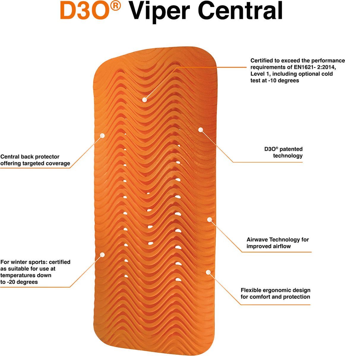 Bill's Exhausts ICON D3O Viper Guard for central back protection, XS size, with D3O impact-absorbing material.