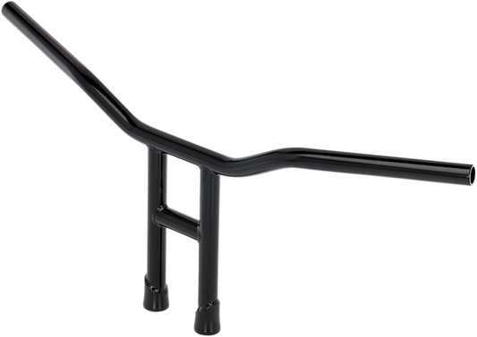 Black Biltwell Tyson 12-inch handlebar for motorcycles, featuring a sleek, curved design perfect for custom bike builds.