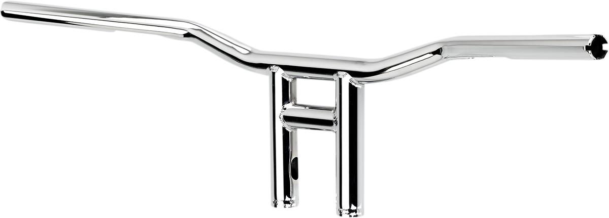 Chrome BILTWELL Tyson XL 8-inch handlebar for motorcycles, featuring a sleek, wide design and durable construction.