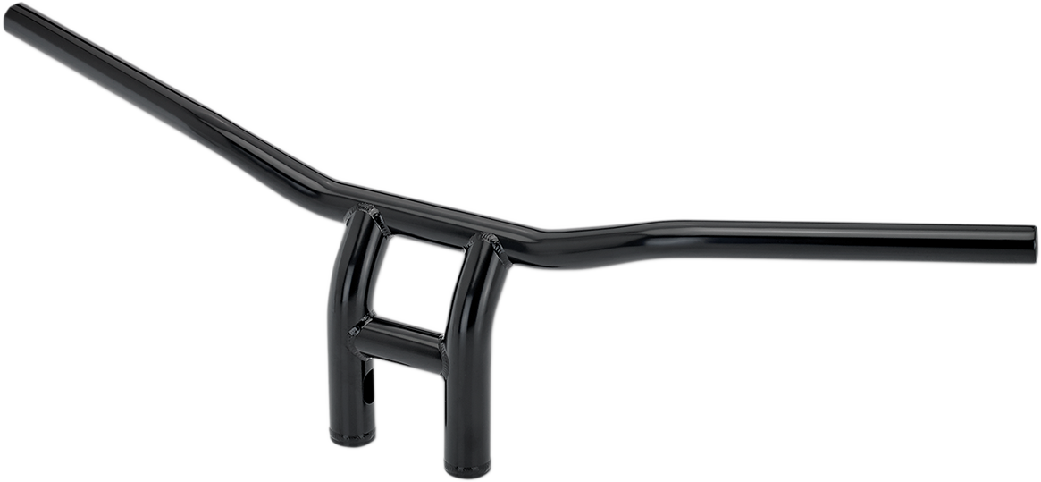 Black Biltwell Tyson XL Pullback Handlebar for motorcycles, 8-inch width, designed for comfortable riding and stylish look.