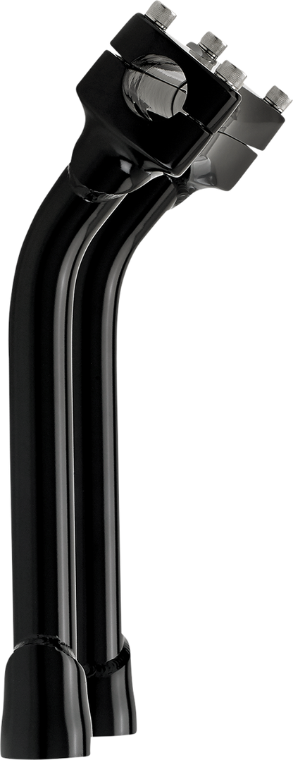 Black BILTWELL Risers Murdock Oversized Pullback Handlebars for motorcycles, 10-inch height, designed for comfortable riding.