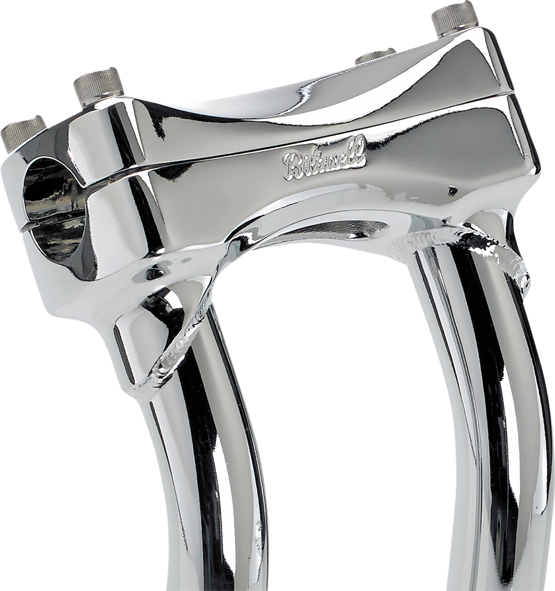 Chrome BILTWELL Murdock Oversized 10-inch pullback handlebars with risers, designed for custom motorcycle handlebars.