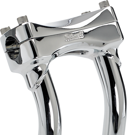 Chrome BILTWELL Murdock Oversized 10-inch pullback handlebars with risers, designed for custom motorcycle handlebars.