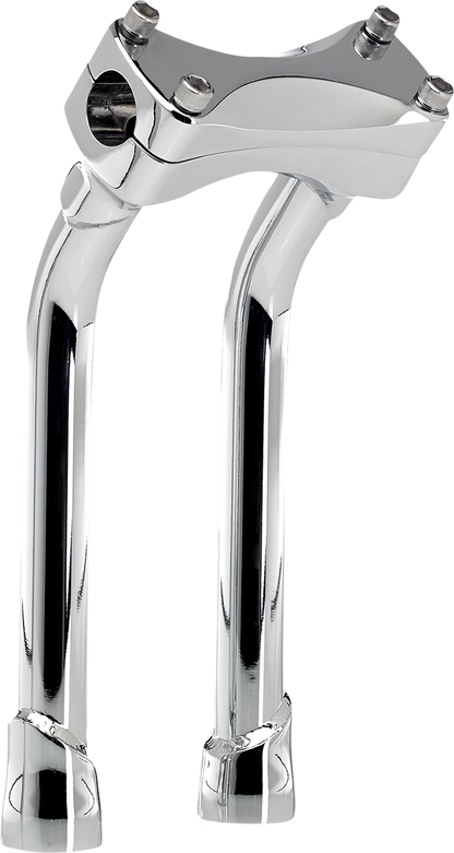 Chrome BILTWELL Risers Murdock Oversized Pullback Handlebars for motorcycles, 10-inch height, designed by Bill's Exhausts