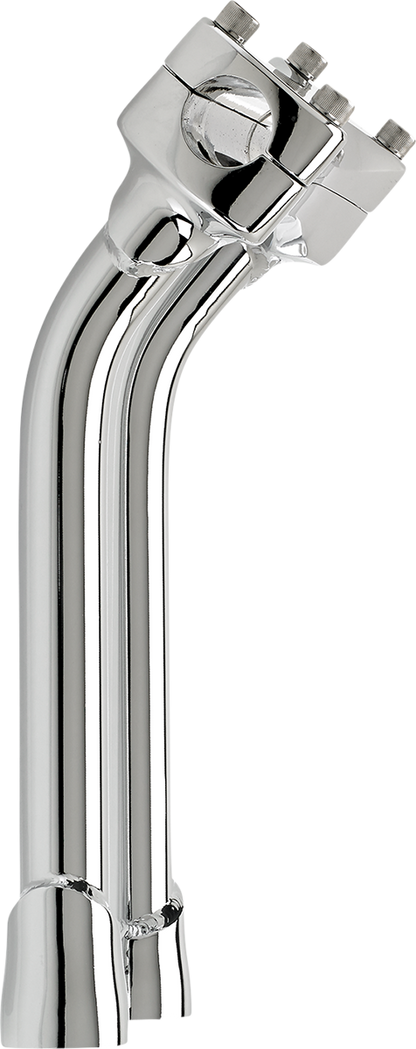 Chrome BILTWELL Risers Murdock Oversized 10-inch pullback handlebars for motorcycle, featuring a sleek, polished finish.