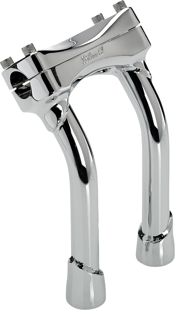 Chrome BILTWELL Murdock Oversized Pullback Handlebars Risers, 8-inch length, for motorcycle handlebars, by Bill's Exhausts