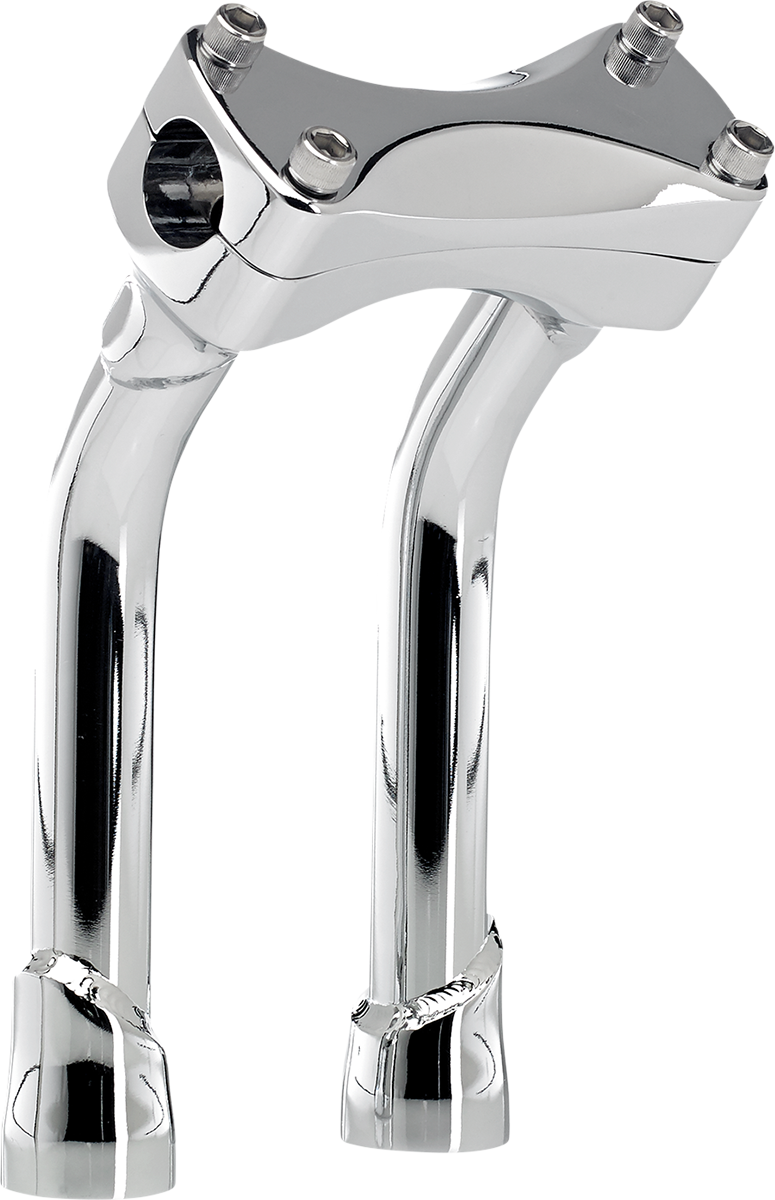 Chrome BILTWELL Risers Murdock Oversized 8-inch pullback handlebars for motorcycle, with detailed chrome finish and ergonomic shape.