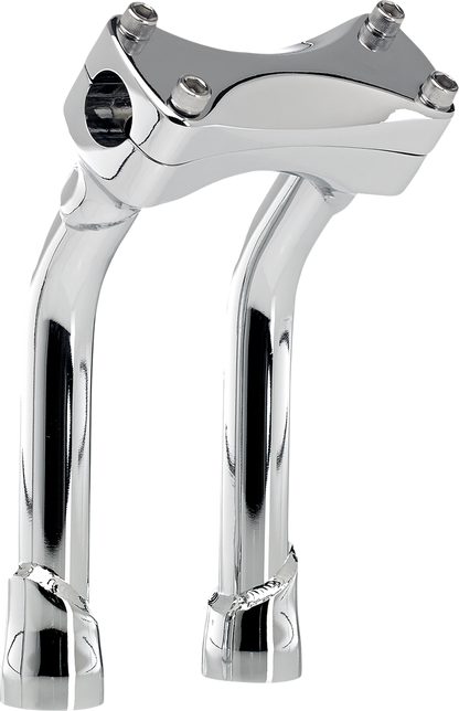 Chrome BILTWELL Risers Murdock Oversized 8-inch pullback handlebars for motorcycle, with detailed chrome finish and ergonomic shape.