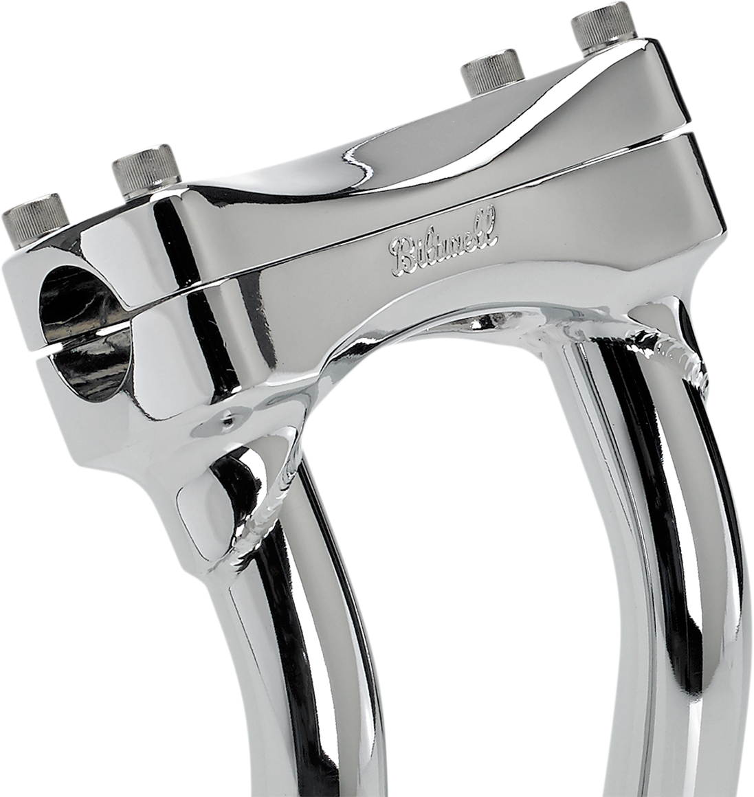 Chrome Biltwell Risers Murdock Oversized Pullback Handlebars for motorcycle, 8-inch, with smooth finish and ergonomic design
