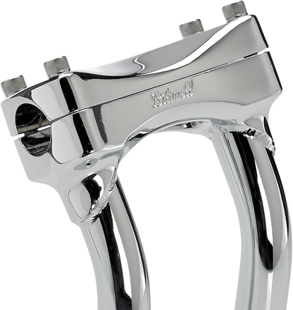 Chrome Biltwell Risers Murdock Oversized Pullback Handlebars for motorcycle, 8-inch, with smooth finish and ergonomic design