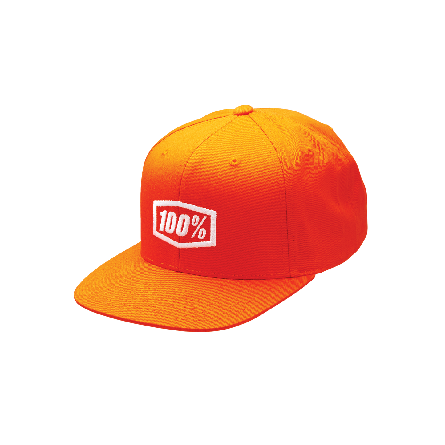Orange 100% Icon Snapback Hat by Bill's Exhausts, one size fits all, adjustable with a flat brim and embroidered logo.