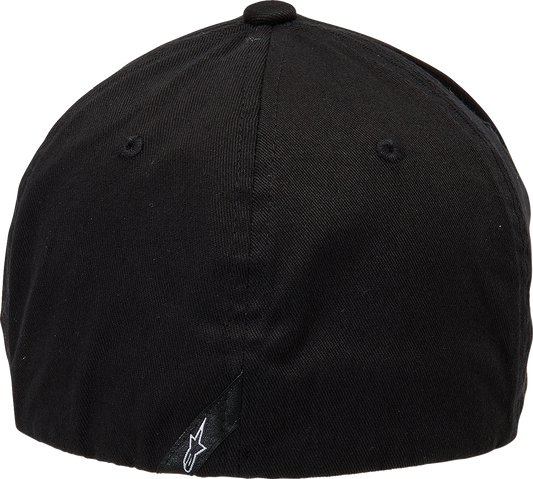 Alpinestars Ageless Curve Hat in black and light aqua, small/medium size, featuring a curved brim and logo detail.