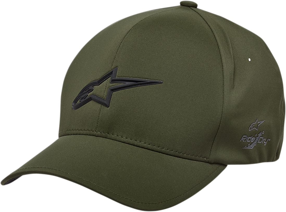 Alpinestars Ageless Delta hat in military green, large/XL size, featuring sporty design and brand logo on the front.