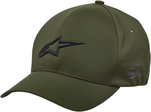 Alpinestars Ageless Delta hat in military green, large/XL size, featuring sporty design and brand logo on the front.