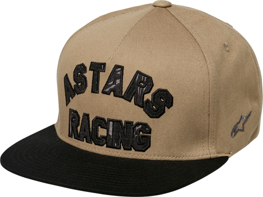Alpinestars Assured Hat in sand color, unisex one size, casual cap with curved brim and adjustable strap, front logo detail