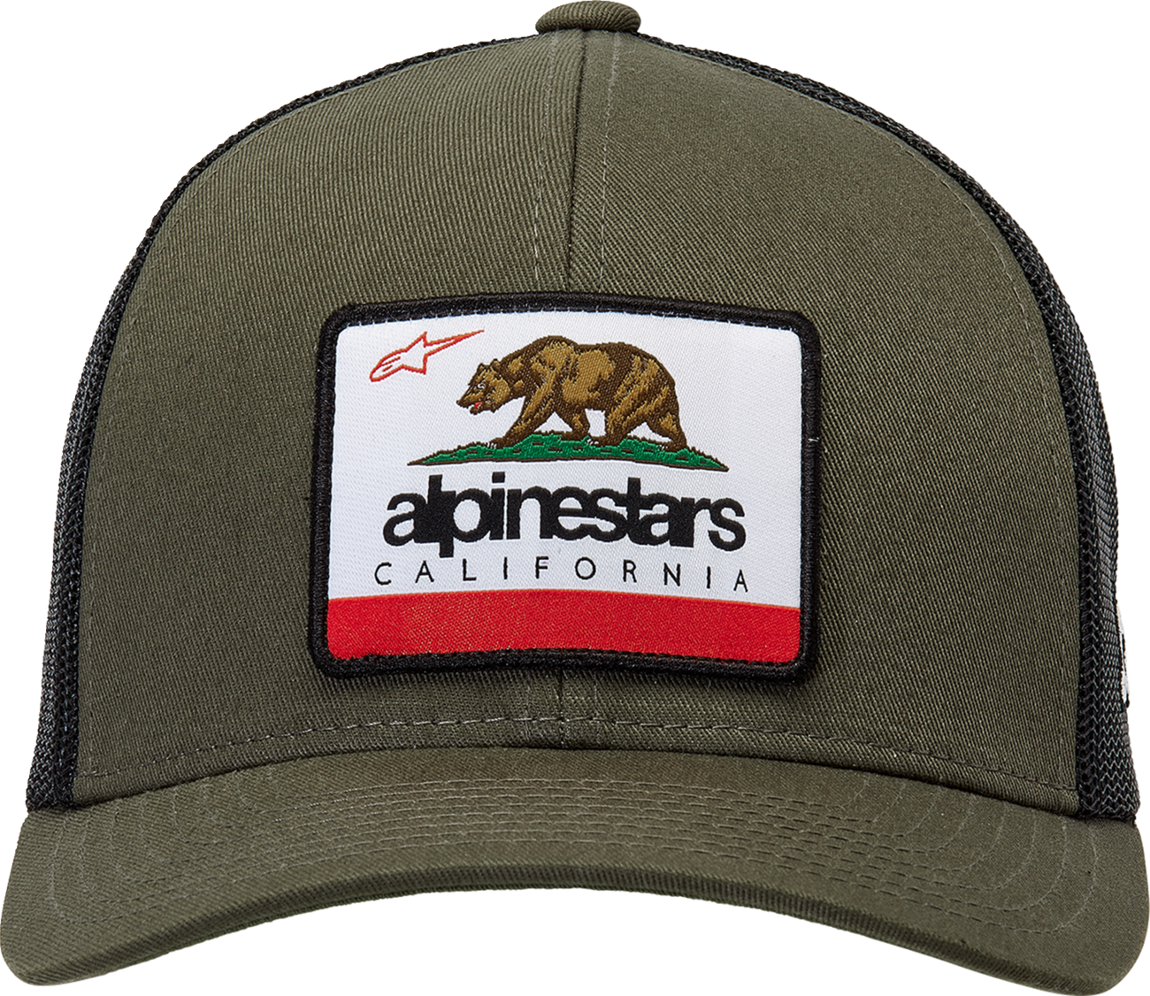 Alpinestars Cali 2.0 military black hat featuring a structured design and adjustable fit, displayed on a plain background.